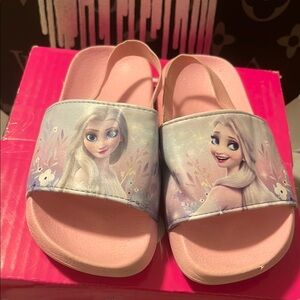Frozen Elsa Pink Strap Sandals Girls Size 9.5/10 EUC